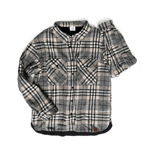 Little Bipsy Adult Flannel Shacket - Ash - Picture 6 of 7